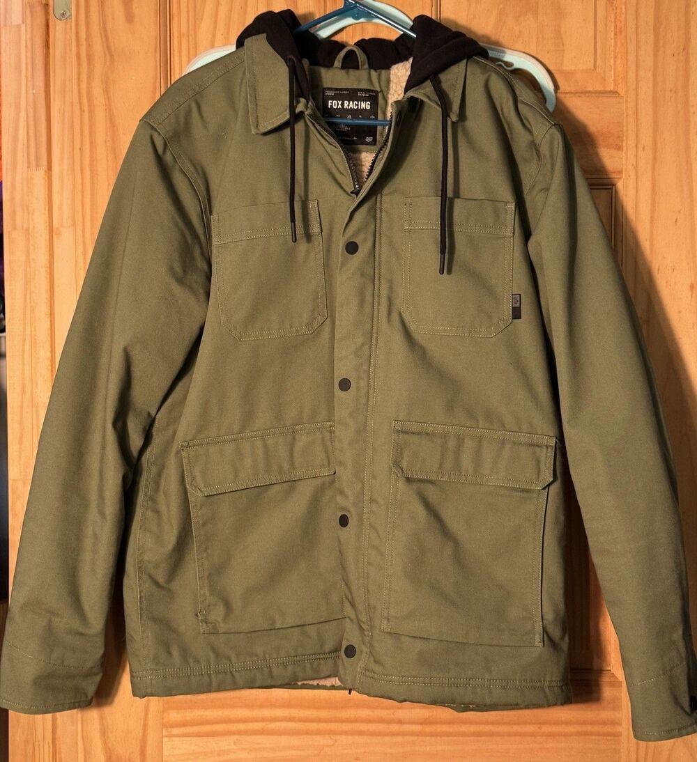 Fox Racing Men's Mercer Hooded Canvas Jacket Olive Green/Black Large